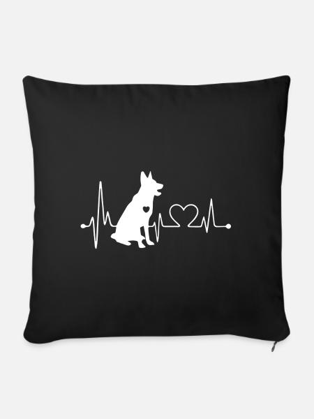 Schäferhund-Herzschlag-T-Shirt - Sofakissenbezug 45 x 45 cm - Schwarz