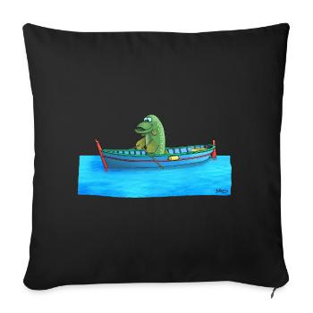 Brochet dans la chaloupe - Housse de coussin décorative 45 x 45 cm - noir - Devant