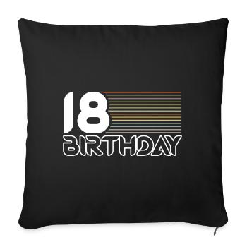 Motif de rayures rétro vintage 18e anniversaire - Housse de coussin décorative 45 x 45 cm - noir - Devant