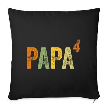 Papa haut Quatre - 4 enfants Père Fête des Pères - Housse de coussin décorative 45 x 45 cm - noir - Devant