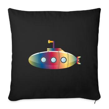 zauberhaftes farbenfrohes U-Boot mit Bullaugen - Sofakissenbezug 45 x 45 cm - Schwarz - Vorne