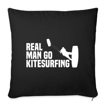 Real Man Go Kitesurfing Kiteboarding Kiteboard - Sofa pillowcase 17,3'' x 17,3'' (45 x 45 cm) - black - Front