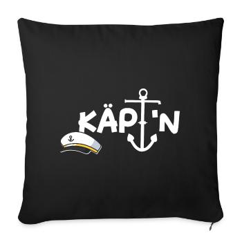 Käptn Kapitän Skipper Bootsführer Segelboot - Sofakissenbezug 45 x 45 cm - Schwarz - Vorne