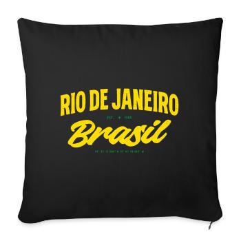 Rio de Janeiro Brasil Yellow Lettering - Sofa pillowcase 17,3'' x 17,3'' (45 x 45 cm) - black - Front