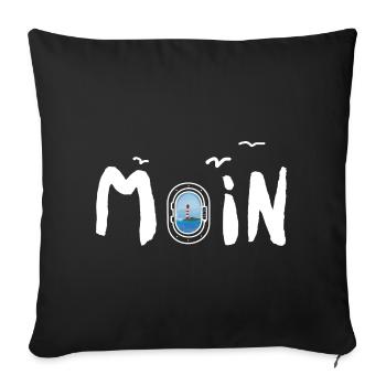 Moin Leuchtturm - Sofakissenbezug 45 x 45 cm - Schwarz - Vorne
