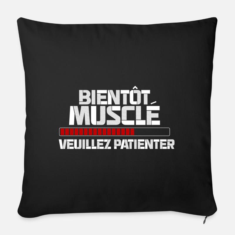 Bientôt musclé - Housse de coussin décorative 45 x 45 cm - noir