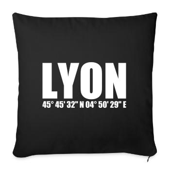 Lyon coordinates - Sofa pillowcase 17,3'' x 17,3'' (45 x 45 cm) - black - Front