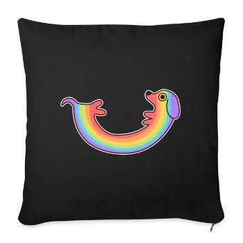 Chien arc-en-ciel. Chien de couleur. Chien arc-en-ciel * - Housse de coussin décorative 45 x 45 cm - noir - Devant