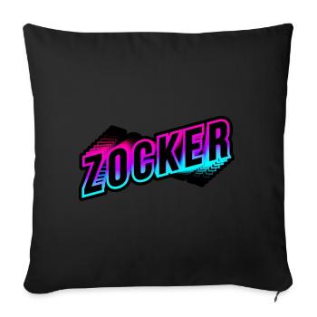 Zocker neon 3d Schriftzug für Gaming Fans - Sofakissenbezug 45 x 45 cm - Schwarz - Vorne