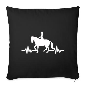 Herzschlag Pferd - Hengst Stute Ross Reitsport - Sofakissenbezug 45 x 45 cm - Schwarz - Vorne