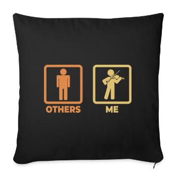 Figure de bâton de violoniste - Housse de coussin décorative 45 x 45 cm - noir - Devant