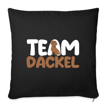 Hund Team Dackel - Sofakissenbezug 45 x 45 cm - Schwarz - Vorne