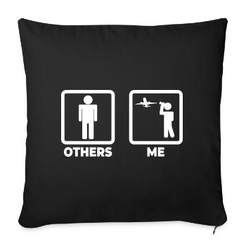 Figurine bâton Planespotter - Housse de coussin décorative 45 x 45 cm - noir - Devant