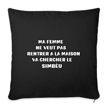 Taureau de Camargue simbèu citation femme - Housse de coussin décorative 45 x 45 cm - noir - Devant