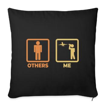 Airplane Lover Stick Figure - Sofa pillowcase 17,3'' x 17,3'' (45 x 45 cm) - black - Front
