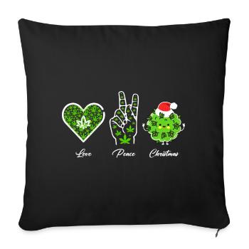 Love, Peace and Happiness / Merry Christmas - Sofakissenbezug 45 x 45 cm - Schwarz - Vorne