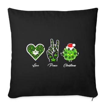 Love, Peace and Happiness / Merry Christmas - Sofakissenbezug 45 x 45 cm - Schwarz - Vorne