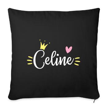 Couronne de prénom Céline - Housse de coussin décorative 45 x 45 cm - noir - Devant