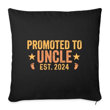 Promu au rang d’oncle Est. 2024 - Housse de coussin décorative 45 x 45 cm - noir - Devant