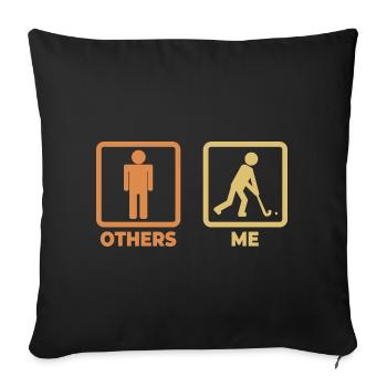 Figurines de bâton de hockey sur gazon - Housse de coussin décorative 45 x 45 cm - noir - Devant