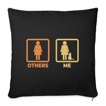 Figurine bâton d’amant de chat - Housse de coussin décorative 45 x 45 cm - noir - Devant