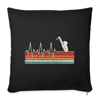 Battement de cœur du saxophone - Housse de coussin décorative 45 x 45 cm - noir - Devant