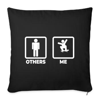 Figurine de bâton de skateboard - Housse de coussin décorative 45 x 45 cm - noir - Devant