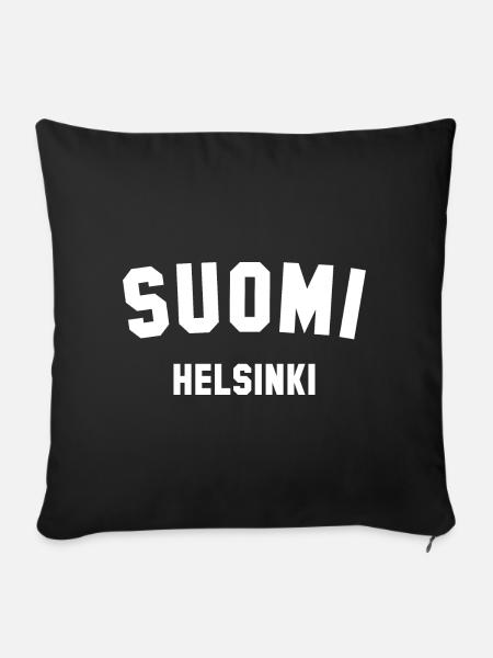 HELSINKI Suomi Finnland - Sofakissenbezug 45 x 45 cm - Schwarz