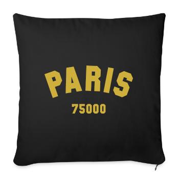 PARIS Postal code - Sofa pillowcase 17,3'' x 17,3'' (45 x 45 cm) - black - Front