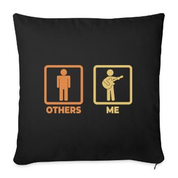 Figurine de guitariste - Housse de coussin décorative 45 x 45 cm - noir - Devant