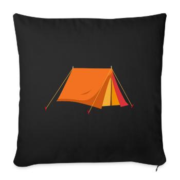 Tente vintage rouge orangé avec flair de camping - Housse de coussin décorative 45 x 45 cm - noir - Devant