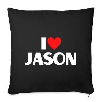 I love Jason Red Heart Romantic Name Fan - Sofa pillowcase 17,3'' x 17,3'' (45 x 45 cm) - black - Front