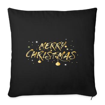 Police dorée Joyeux Noël - Housse de coussin décorative 45 x 45 cm - noir - Devant