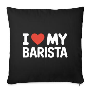 J’adore mon barista amateur de café Fan de barista - Housse de coussin décorative 45 x 45 cm - noir - Devant