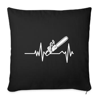 Conception de la tronçonneuse Heartbeat - Housse de coussin décorative 45 x 45 cm - noir - Devant