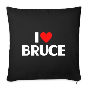 J’adore Bruce Red Heart Déclaration rétro - Housse de coussin décorative 45 x 45 cm - noir - Devant