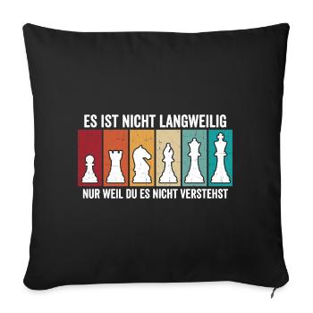 Pièces rétro d’échecs – Design vintage d’échecs - Housse de coussin décorative 45 x 45 cm - noir - Devant