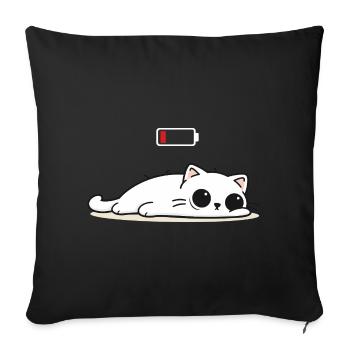 Battery Low – Cute Cat in Social Battery Mode - Sofa pillowcase 17,3'' x 17,3'' (45 x 45 cm) - black - Front