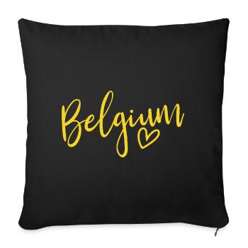 Cœur belge – Women’s Love Belgium - Housse de coussin décorative 45 x 45 cm - noir - Devant