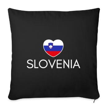 Herz mit slowenischer Flagge, ich liebe Slowenien - Sofakissenbezug 45 x 45 cm - Schwarz - Vorne