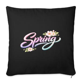 Spring lettering with flowers - Sofa pillowcase 17,3'' x 17,3'' (45 x 45 cm) - black - Front