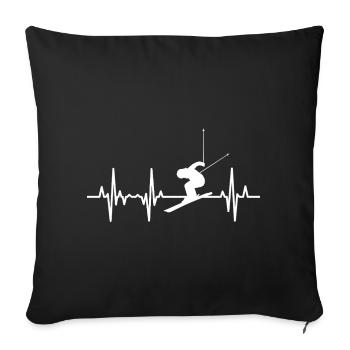Skiing Heartbeat - Sofa pillowcase 17,3'' x 17,3'' (45 x 45 cm) - black - Front