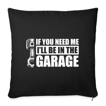 Je serai au garage Amoureux de voitures mec - Housse de coussin décorative 45 x 45 cm - noir - Devant