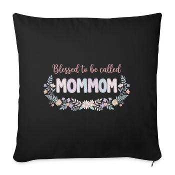 Mommom, Granny Flowers, Cute Grandma Gift - Sofa pillowcase 17,3'' x 17,3'' (45 x 45 cm) - black - Front
