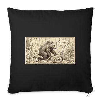 Waldgespräch: Bär und Hase - Sofakissenbezug 45 x 45 cm - Schwarz - Vorne
