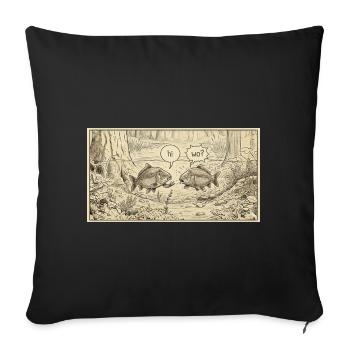 Fish talk in the pond - Sofa pillowcase 17,3'' x 17,3'' (45 x 45 cm) - black - Front