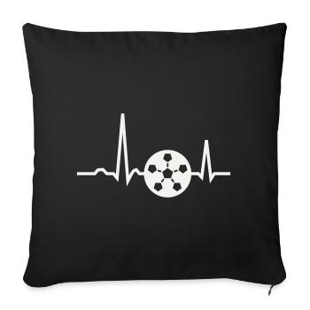 Don pour fan de la ligne ECG Pulsation de cœur de football - Housse de coussin décorative 45 x 45 cm - noir - Devant