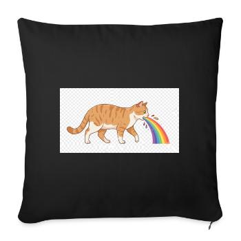 Cat Spitting Rainbow - Sofa pillowcase 17,3'' x 17,3'' (45 x 45 cm) - black - Front