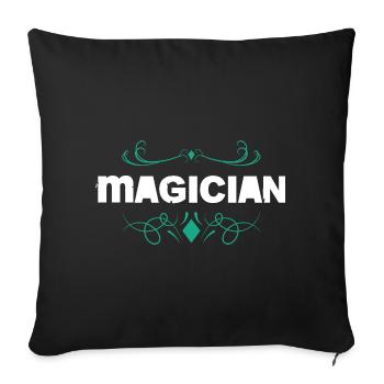 Magier-Logo mit Barockornament - Sofakissenbezug 45 x 45 cm - Schwarz - Vorne