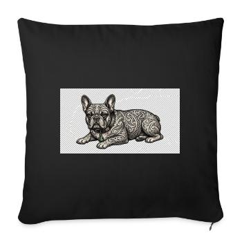 Ornate Bulldog Tattoo Muster - Sofakissenbezug 45 x 45 cm - Schwarz - Vorne